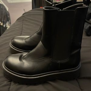 Black chunky sole boots